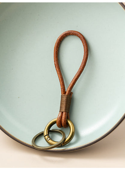 Vintage Cowhide Leather Keychain – Bracelet Pendant Charm – Japanese vintage | yamalin clothes | Yamalinclothes