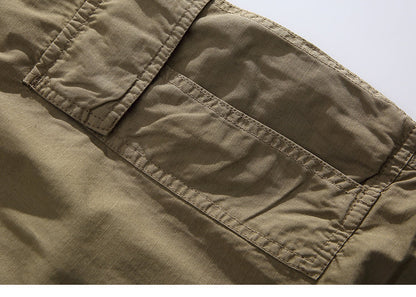 Heavyweight Washed Cargo Pants – Loose Straight Leg Men's Workwear Trousers