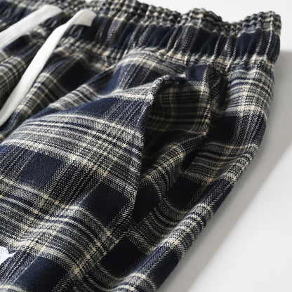 Japanese style retro plaid casual pants, spring/summer thin plaid straight leg tapered harem pants/sports pants – Japanese vintage | yamalin clothes | Yamalinclothes