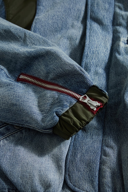 Heavyweight Washed Deconstructed Down Denim Jacket – Oversized Unisex