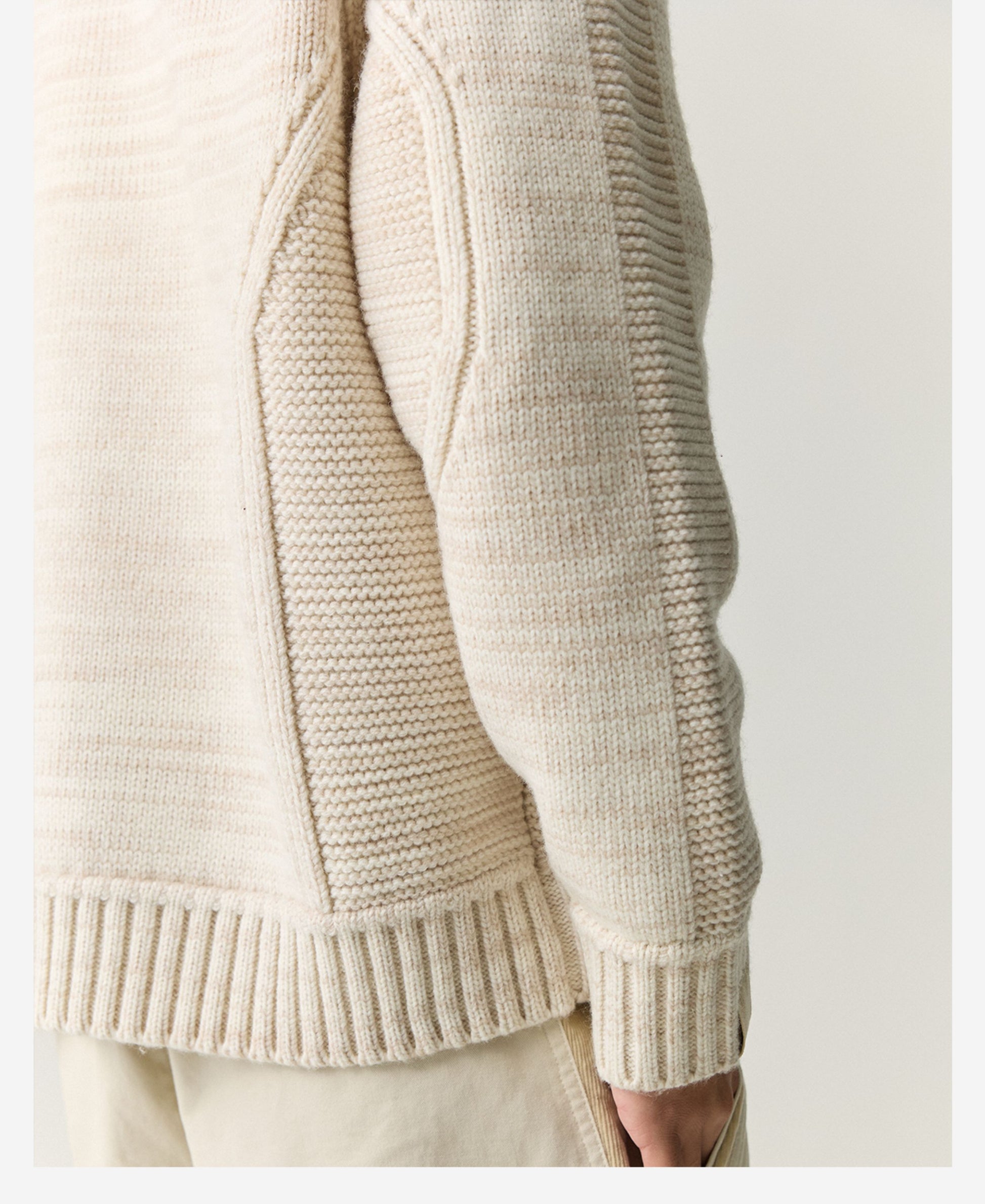Merino Wool Blend Zip Cardigan – Heavyweight Panel Knit Coat – Japanese vintage | yamalin clothes | Yamalinclothes