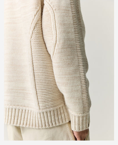 Merino Wool Blend Zip Cardigan – Heavyweight Panel Knit Coat – Japanese vintage | yamalin clothes | Yamalinclothes