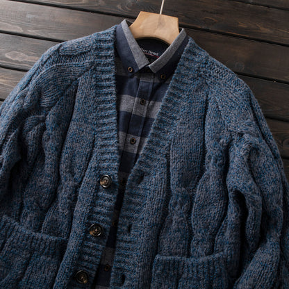 Heavyweight 80% Wool Knit Zip Cardigan Sweater – Japanese Vintage Loose Unisex – Sweater cardigan | japanese streetwear | vintage workwear | unisex | Yamalinclothes