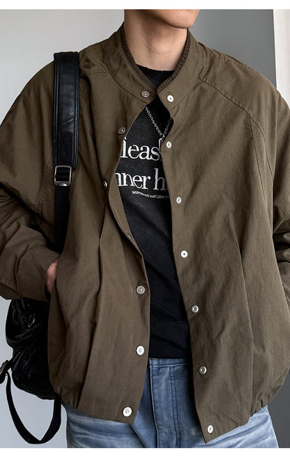Lyocell Blend Stand-Collar Utility Jacket – Deconstructed Oversized – Japanese vintage | fall outfits 2026 | fall winter outfits | classy winter outfits | lazy comfy outfits | japanese streetwear | vintage workwear | yamalin clothes | Yamalinclothes