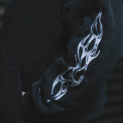 Washed Distressed Cropped Hoodie – Oversized Hip Hop Streetwear Sweatshirt