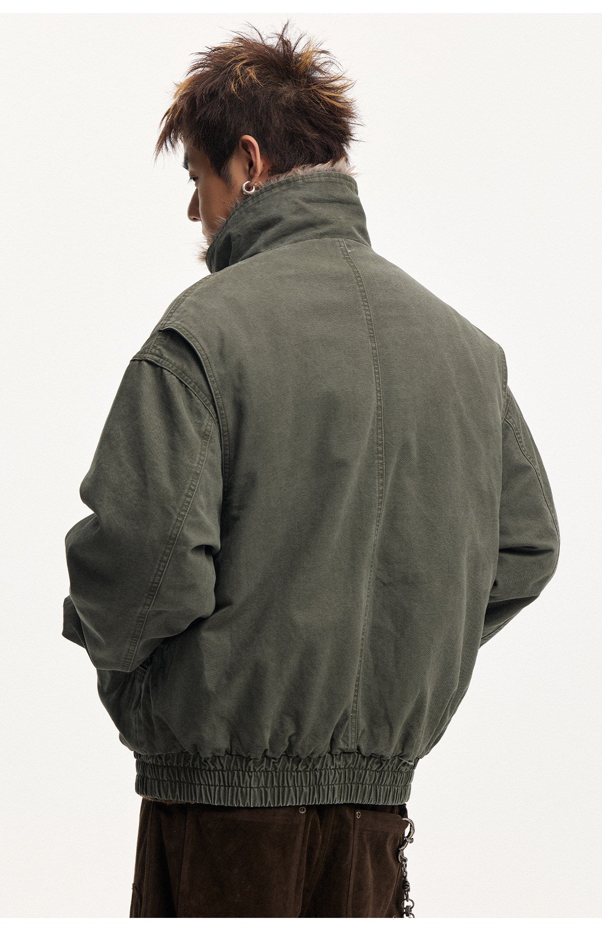 Frost Ice Texture Leather Jacket – Loose Heavyweight Winter Unisex