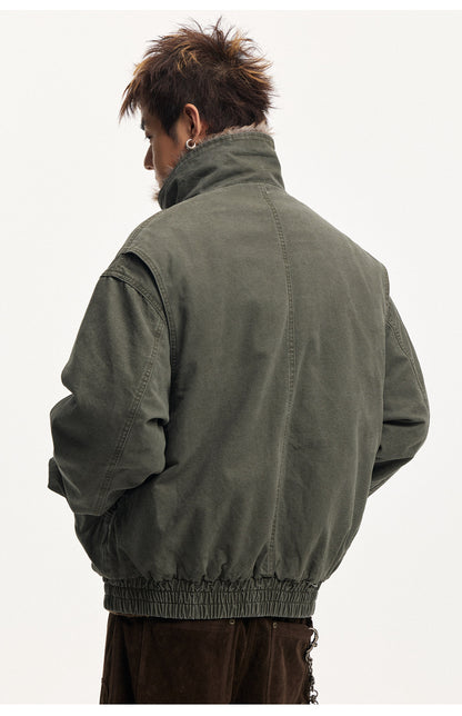 Frost Ice Texture Leather Jacket – Loose Heavyweight Winter Unisex