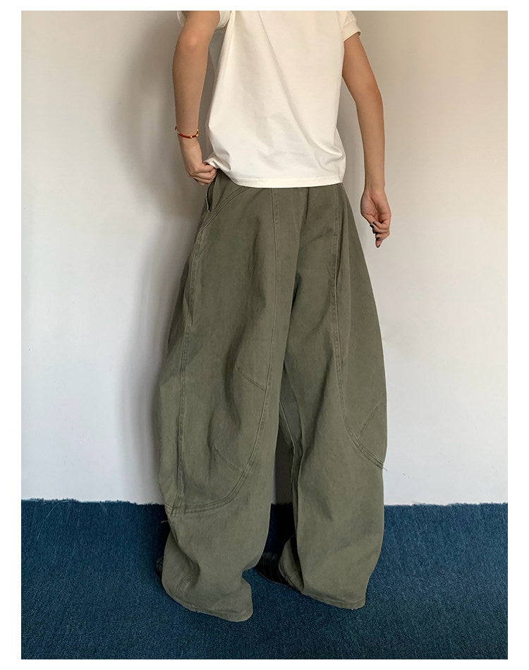 Washed Wide-Leg Cargo Pants – American Retro Unisex