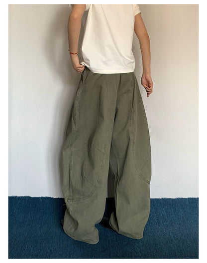 Washed Wide-Leg Cargo Pants – American Retro Unisex