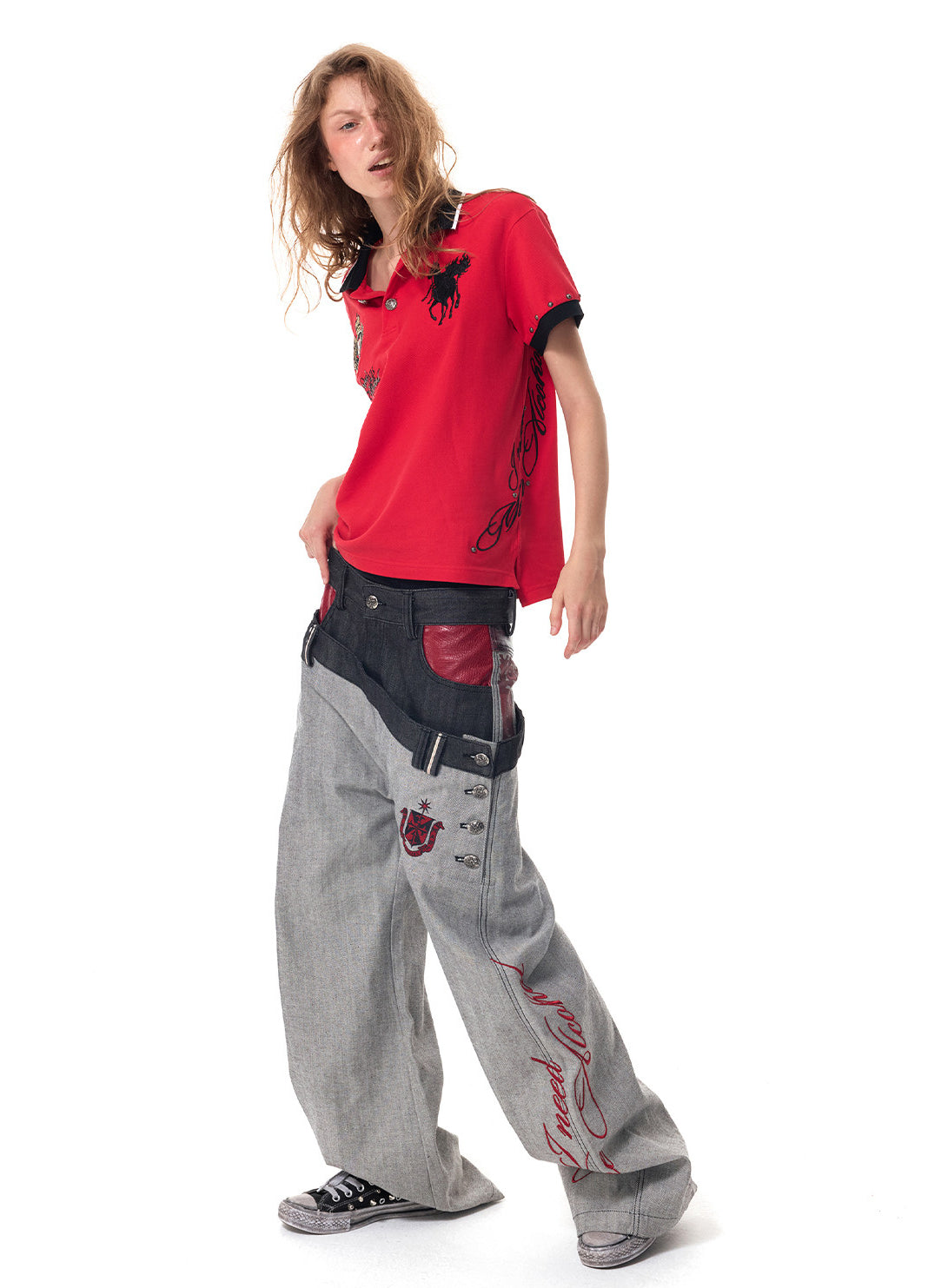 Wide-Leg Jeans – Asymmetric Double Waist