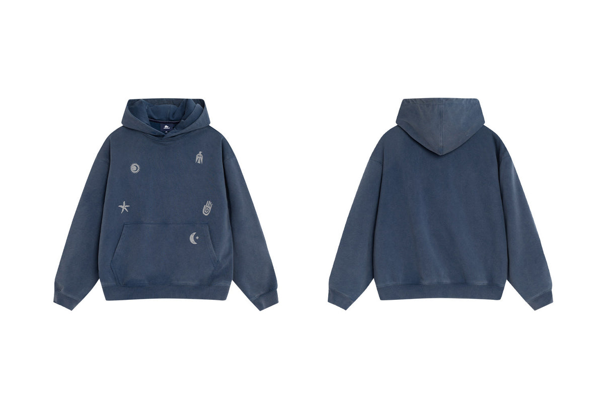 Graphic Hoodie – Washed Finish & Symbol Prints | Yamalinclothes
