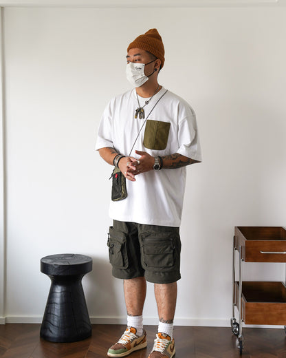 Japanese Workwear Military Pocket Tee – Unisex Loose Short Sleeve T-Shirt