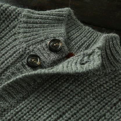 Wool Stand-Collar Knit Cardigan – Thickened Oversized Unisex