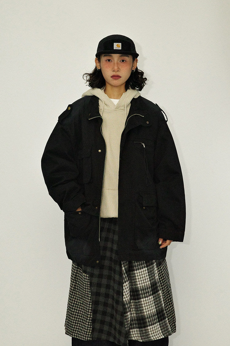 Washed M65 Cargo Jacket – Oversized Military Vintage Coat