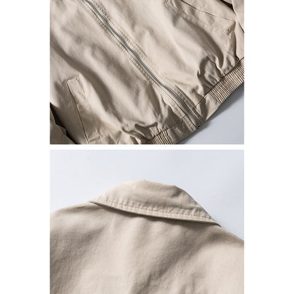 Washed Cotton Lapel Cargo Jacket – Retro Loose Unisex Casual Streetwear