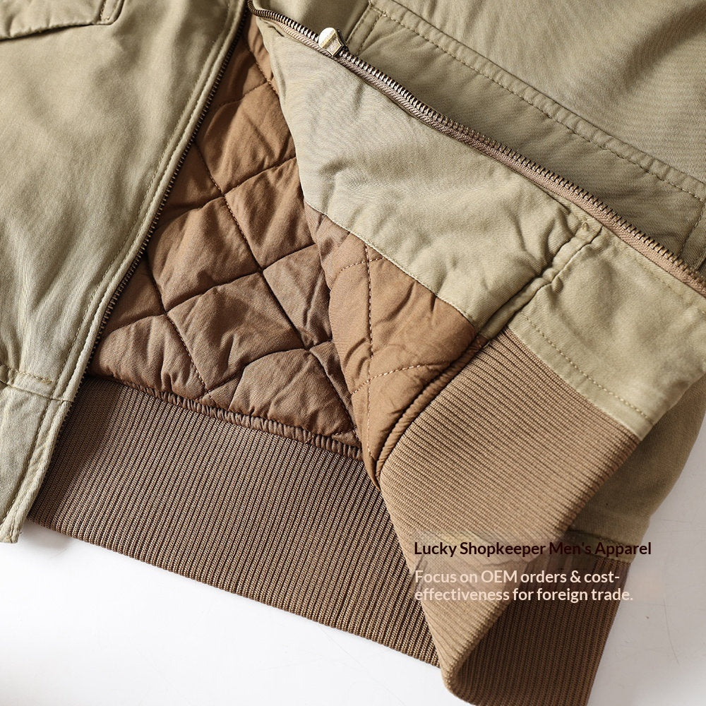 American Detroit Flight Jacket - Retro Washed Cotton Quilted Coat (Men)