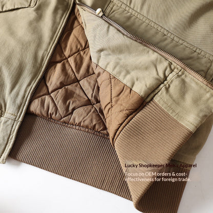 American Detroit Flight Jacket - Retro Washed Cotton Quilted Coat (Men)