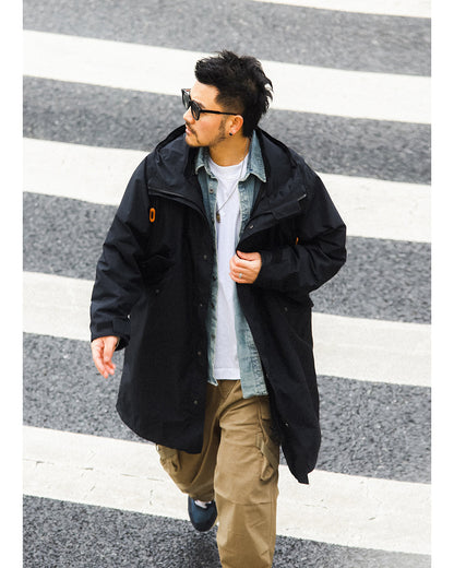 Japanese Retro Swallowtail Hooded Trench Coat – Mid-Length Loose Unisex Spring