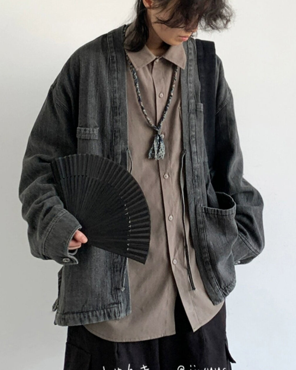 Chinese Retro Modified Cardigan Robe Denim Jacket – Loose Unisex Spring