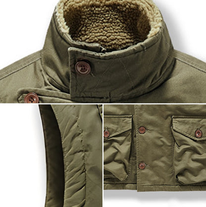 Multi-Pocket Fleece-Lined Utility Vest – Stand Collar Sleeveless Workwear Unisex – Vest | japanese streetwear | vintage workwear | unisex | Yamalinclothes