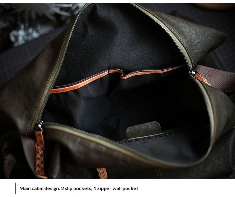 Vegetable-Tanned Cowhide Shoulder Bag – Men's Large Capacity Leather Messenger Bag