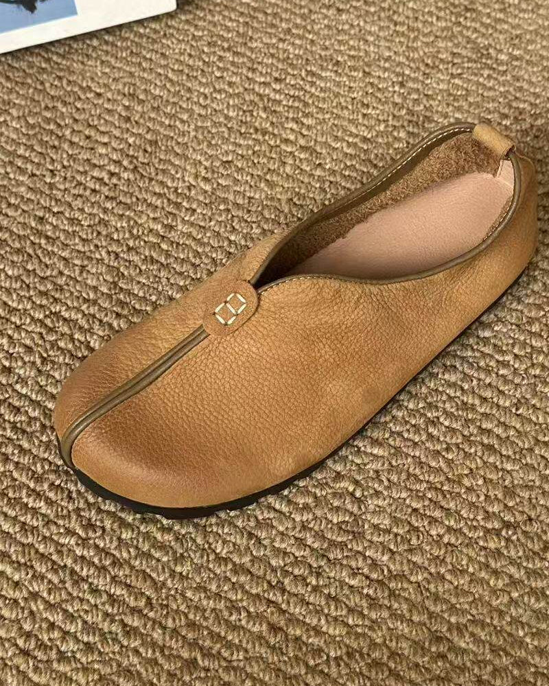 Handmade Artisan Leather Monk Strap Flats – Cotton Linen Style Women's Casual Shoes