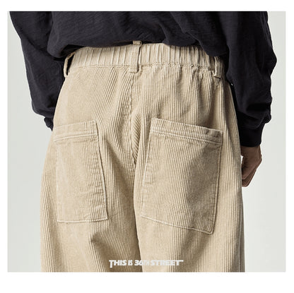 Japanese Heavy Corduroy Wide Leg Pants – Loose Straight Washed Slacks for Men | Japanese vintage | yamalin clothes | Yamalinclothes