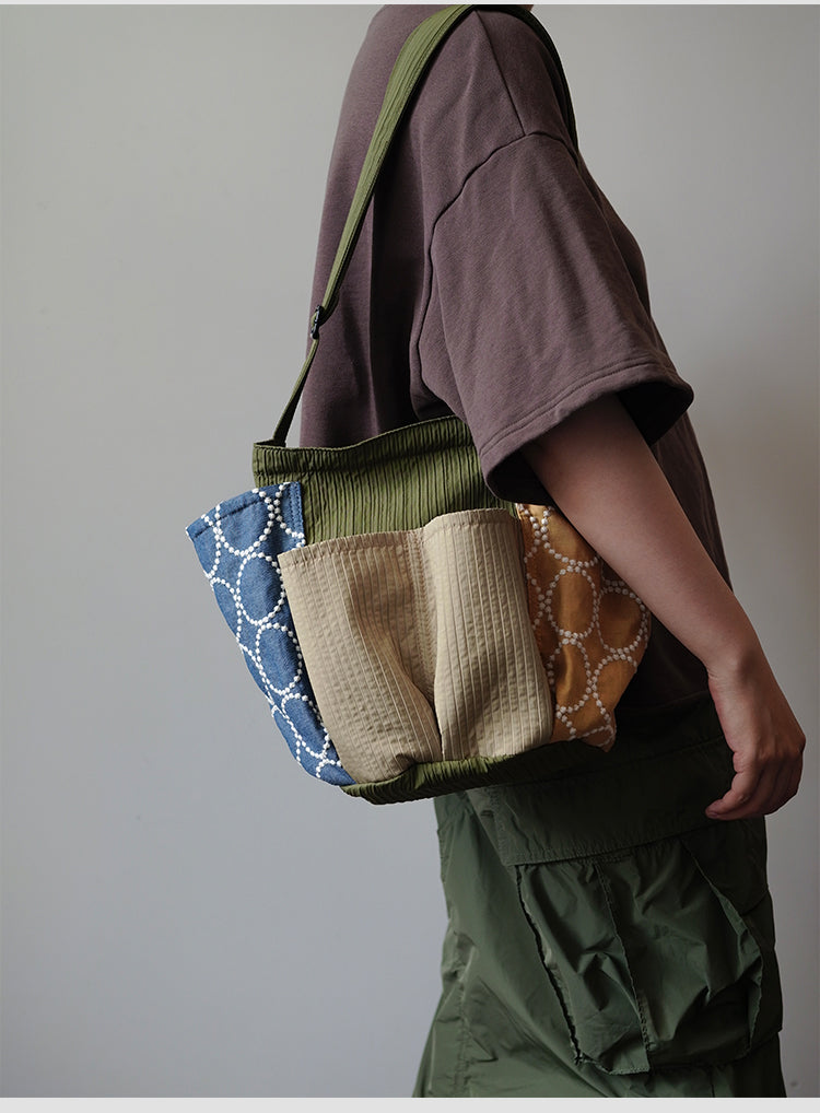 Original Patchwork Large Capacity Crossbody Bag Retro New Chinese Style Embroidered Tote Bag for Women