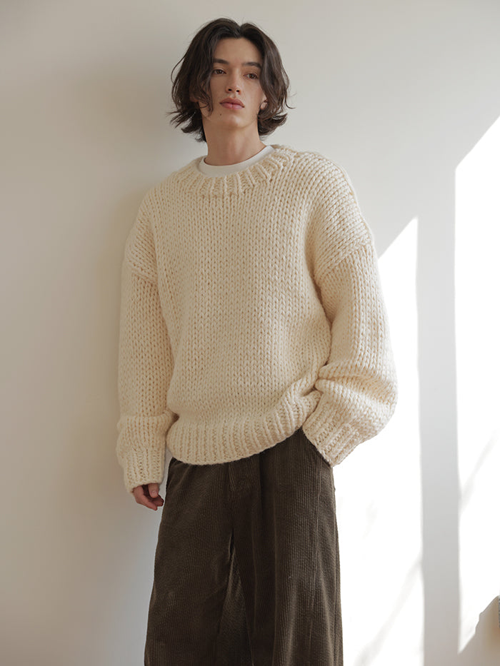 Coke Life Carpem Winter Nordic Iceland Wool Sweater - Handmade Thick-Knit Loose Lazy Top