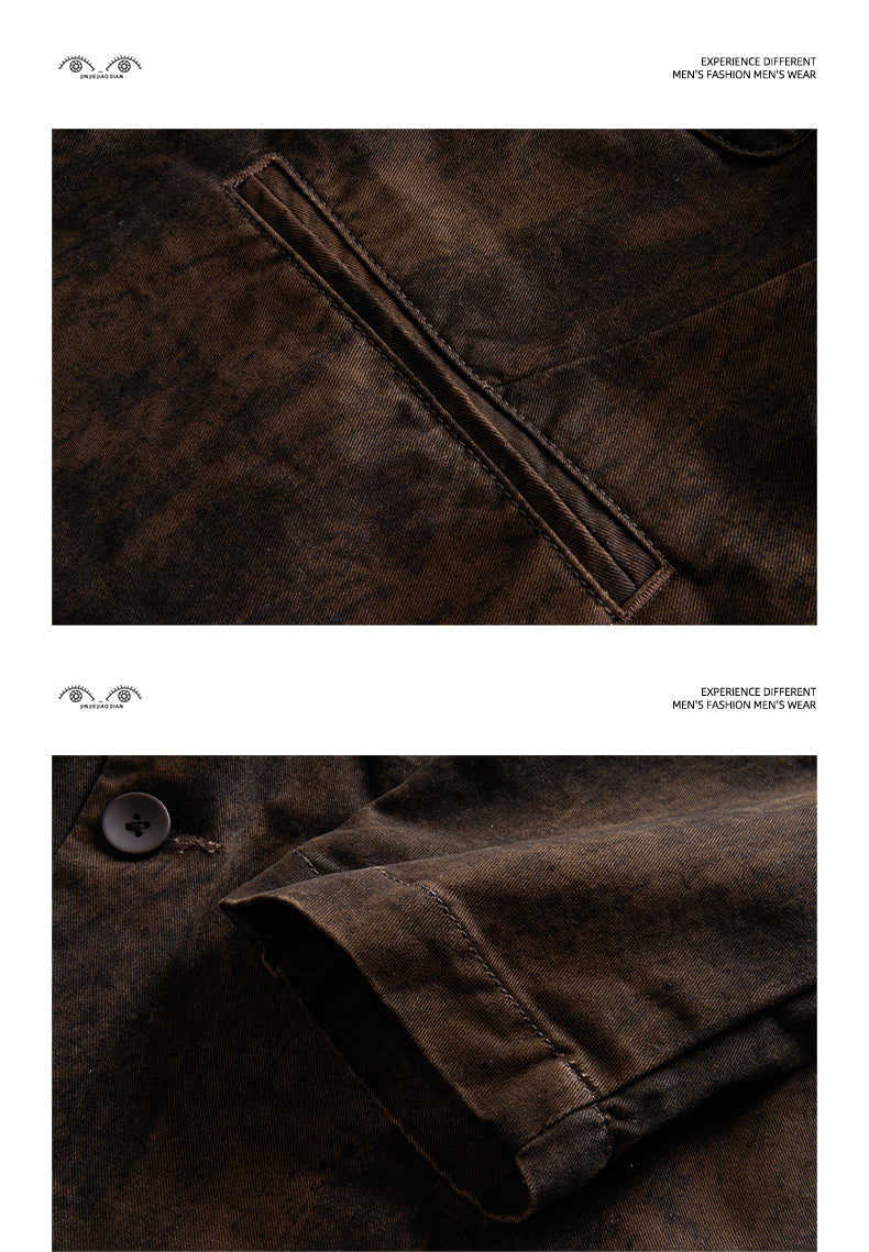 Gao Zhiya” Washed Notch-Lapel Blazer – Retro American Loose Fit Suit Jacket (Autumn 2025)