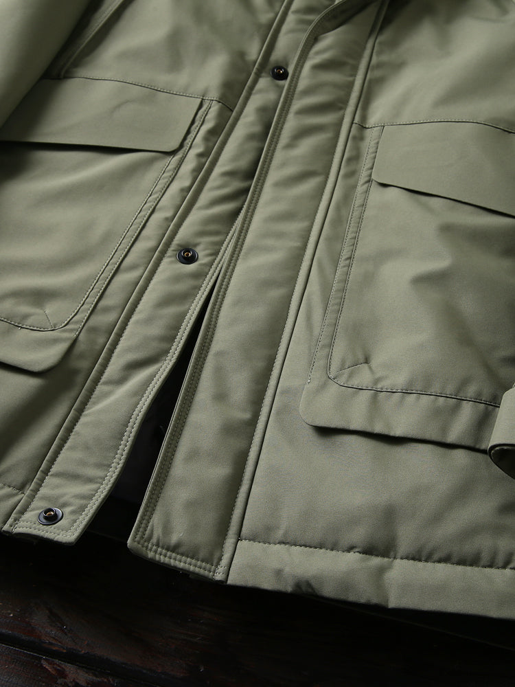 Men's Winter Outdoor 700 Fill Power Down Jacket - Windproof Waterproof Hooded Mid-Length Cold-Resistant Coat