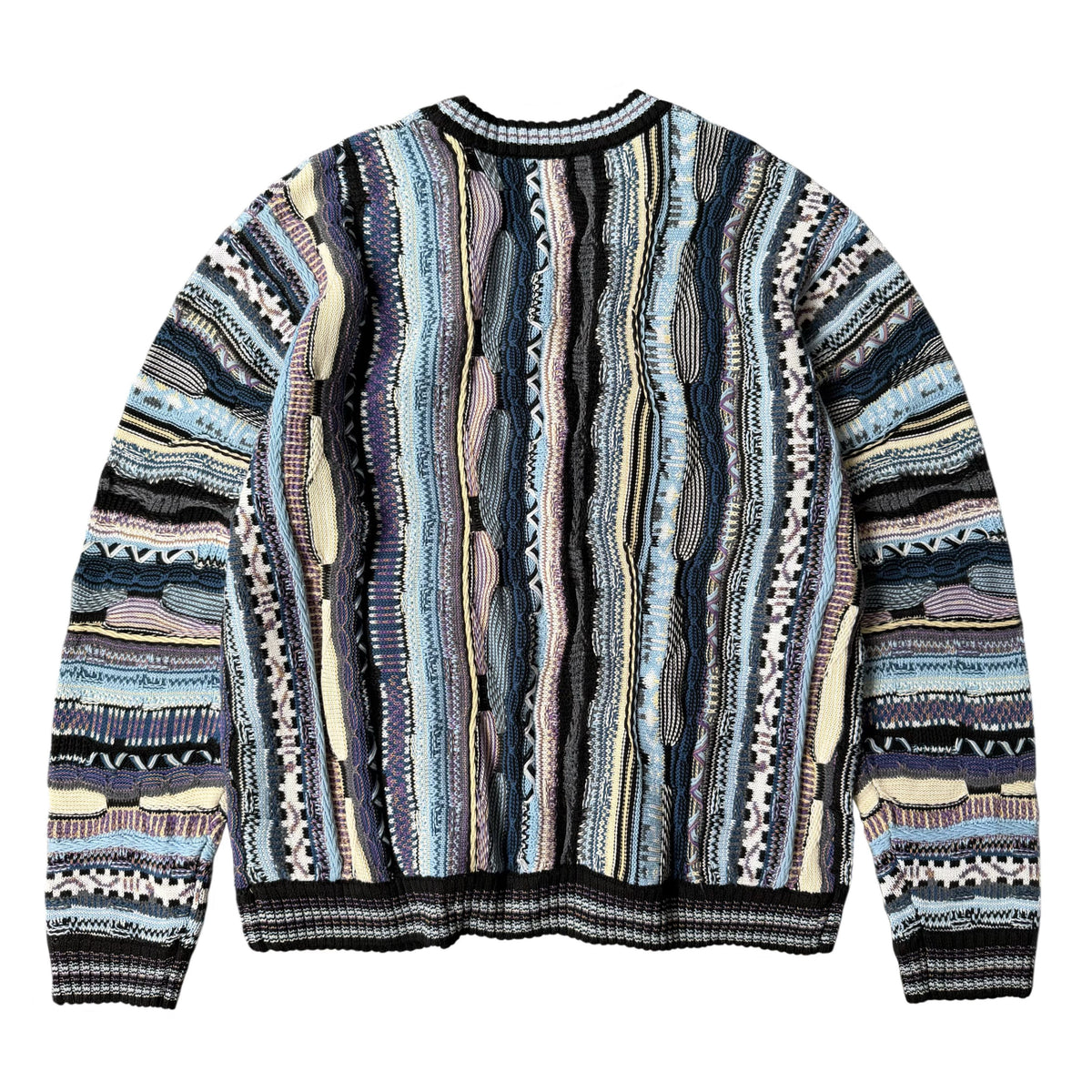Vertical Stripe Patchwork Jacquard Crew Neck Sweater – Loose Unisex