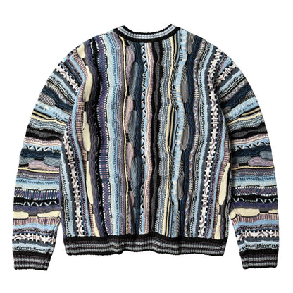 Vertical Stripe Patchwork Jacquard Crew Neck Sweater – Loose Unisex