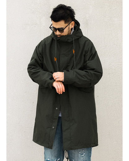 Japanese Retro Swallowtail Hooded Trench Coat – Mid-Length Loose Unisex Spring