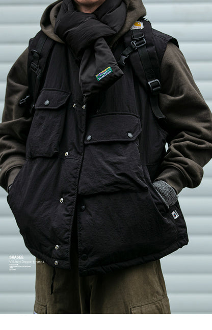 Multi-Pocket 90 Duck Down Vest – Mountain Outdoor Loose Warm Unisex – Vests | japanese streetwear | vintage workwear | unisex | Yamalinclothes