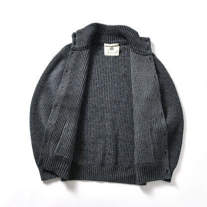 90% Wool Stand-Collar Knit Sweater – Thickened Oversized Unisex