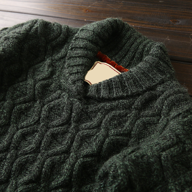 X07 Heavy hard goods 100/wool Italian custom foreign trade original order tail goods men's thick knitted sweater coat