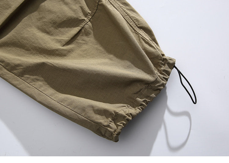 Heavyweight Washed Cargo Pants – Loose Straight Leg Men's Workwear Trousers