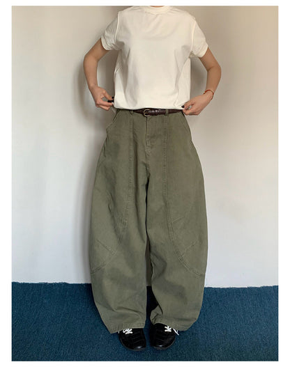 Washed Wide-Leg Cargo Pants – American Retro Unisex