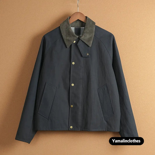 Vintage Corduroy Collar Barn Workwear Jacket – Oversized Unisex Nylon Cotton – Japanese vintage | yamalin clothes | Yamalinclothes