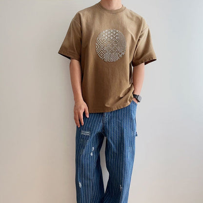 Cotton T-Shirt – Gradient Wash & Sashiko Embroidery | Yamalinclothes