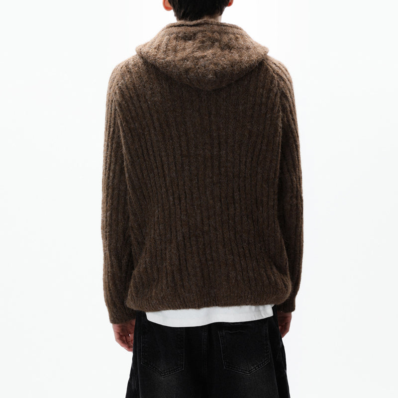 American Vintage Striped Hoodie Cardigan – Chunky Knit Men – Japanese vintage | yamalin clothes | Yamalinclothes