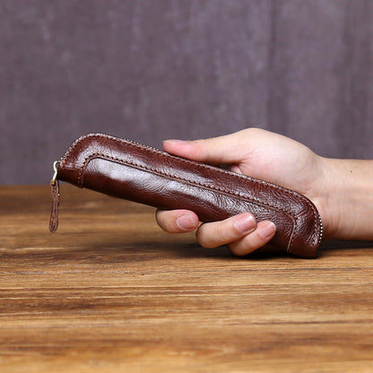 Vintage Top-Grain Cowhide Clutch Pouch – Unisex Leather Coin Bag