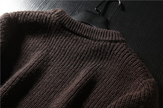 X01 Thickened!  All wool!  Export Europe and America men's foreign trade factory cut label tail goods knitted sweater winter coat