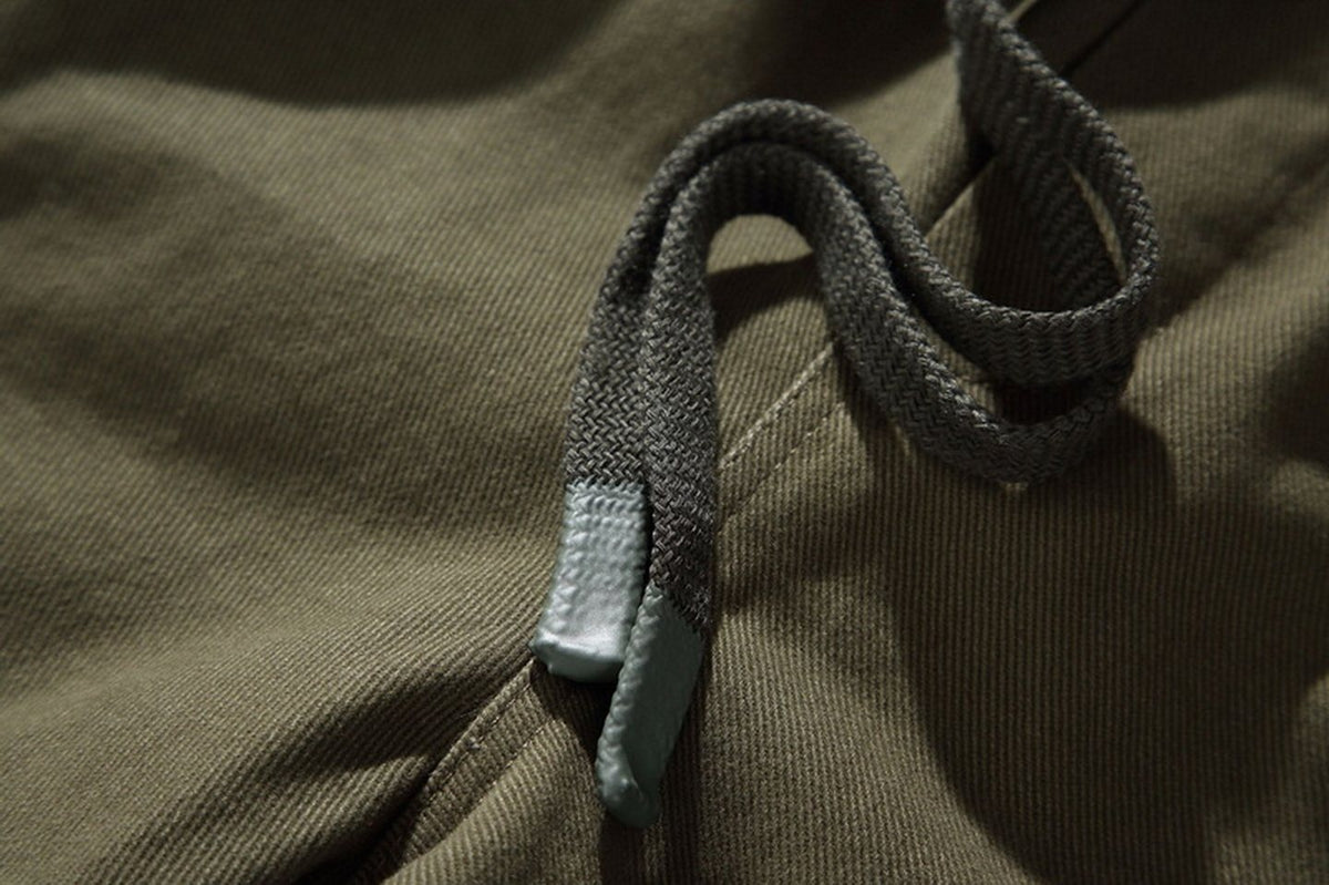 Cotton Cargo Pants – Washed Twill & Drawstring Waist