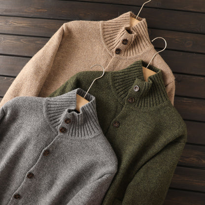 Alpaca Wool Blend Stand-Collar Knit Cardigan – Thickened Oversized Unisex