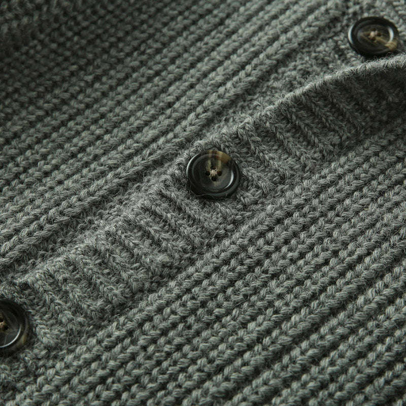 Wool Stand-Collar Knit Cardigan – Thickened Oversized Unisex