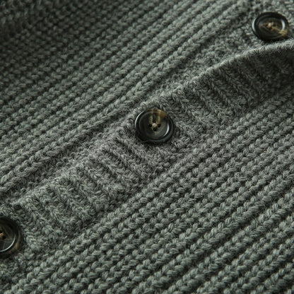 Wool Stand-Collar Knit Cardigan – Thickened Oversized Unisex