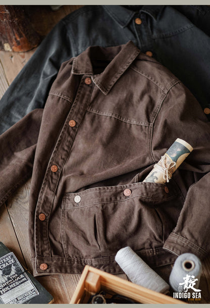 Washed Distressed Cargo Lapel Cotton Jacket – Vintage Loose Unisex