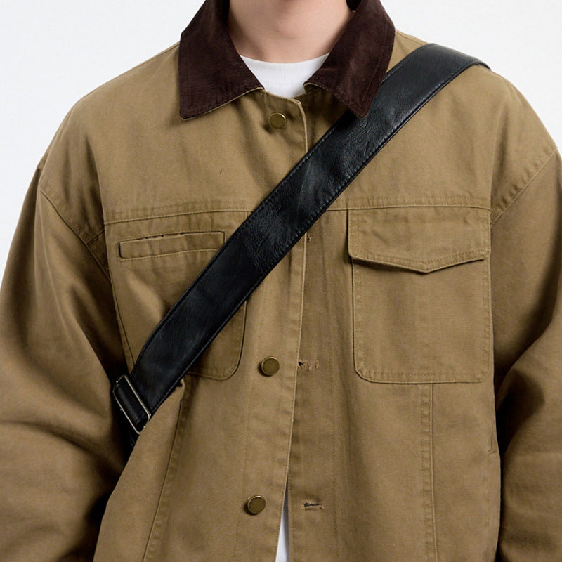 {{ American Vintage Detroit Cargo Jacket – Washed Canvas Contrast Lapel Loose Fit for Men – Japanese vintage | yamalin clothes | Yamalinclothes }}